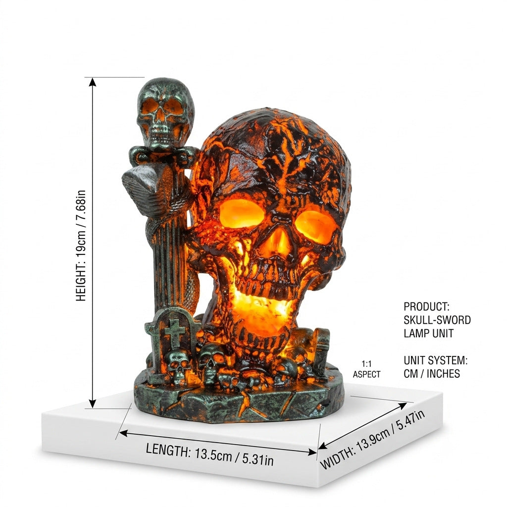 SpookyCart Ember Skull — resin LED skull lamp