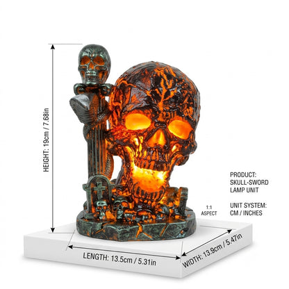 SpookyCart Ember Skull — resin LED skull lamp