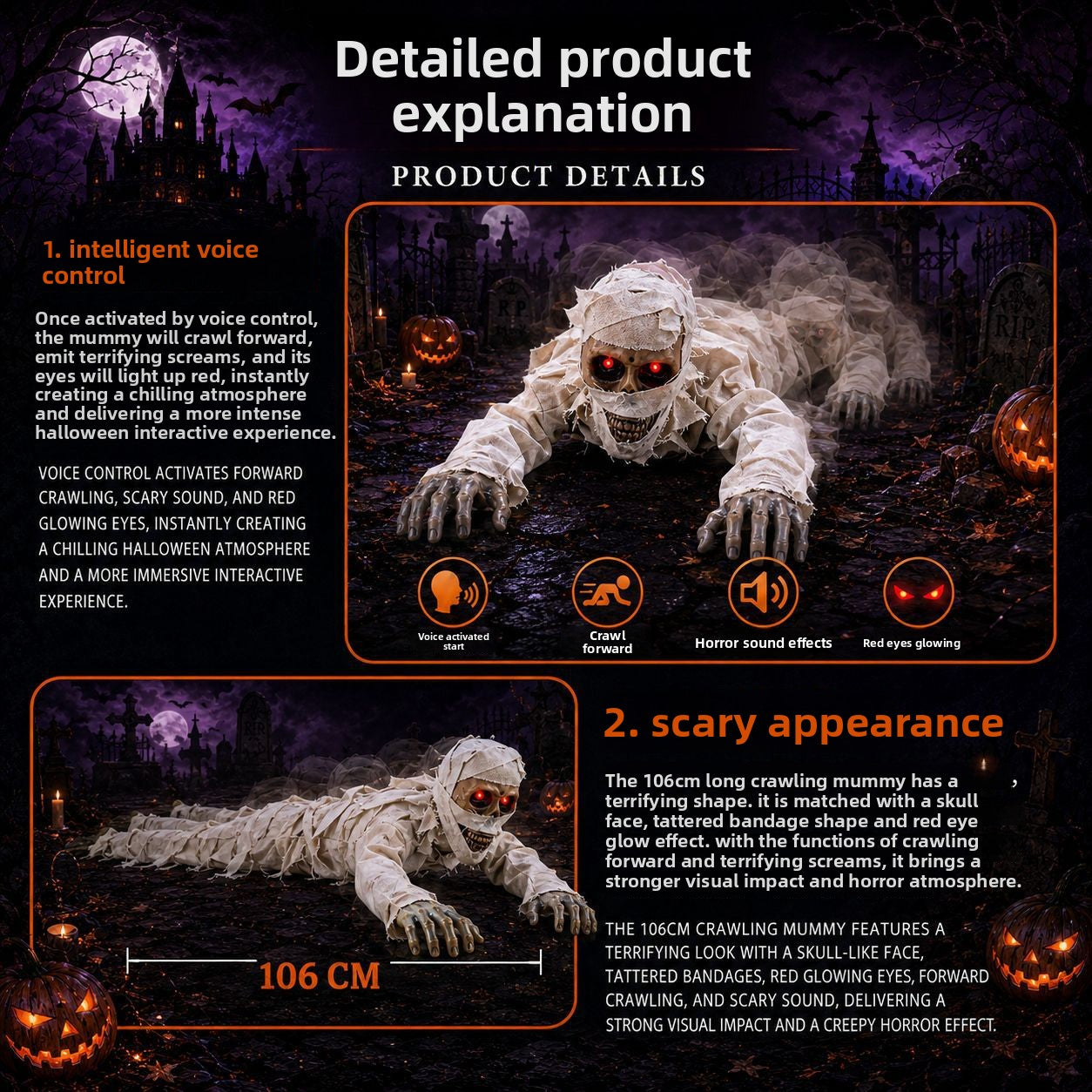 Crawling Ghost Animatronic | Motion Halloween Prop