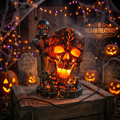 SpookyCart Ember Skull — resin LED skull lamp