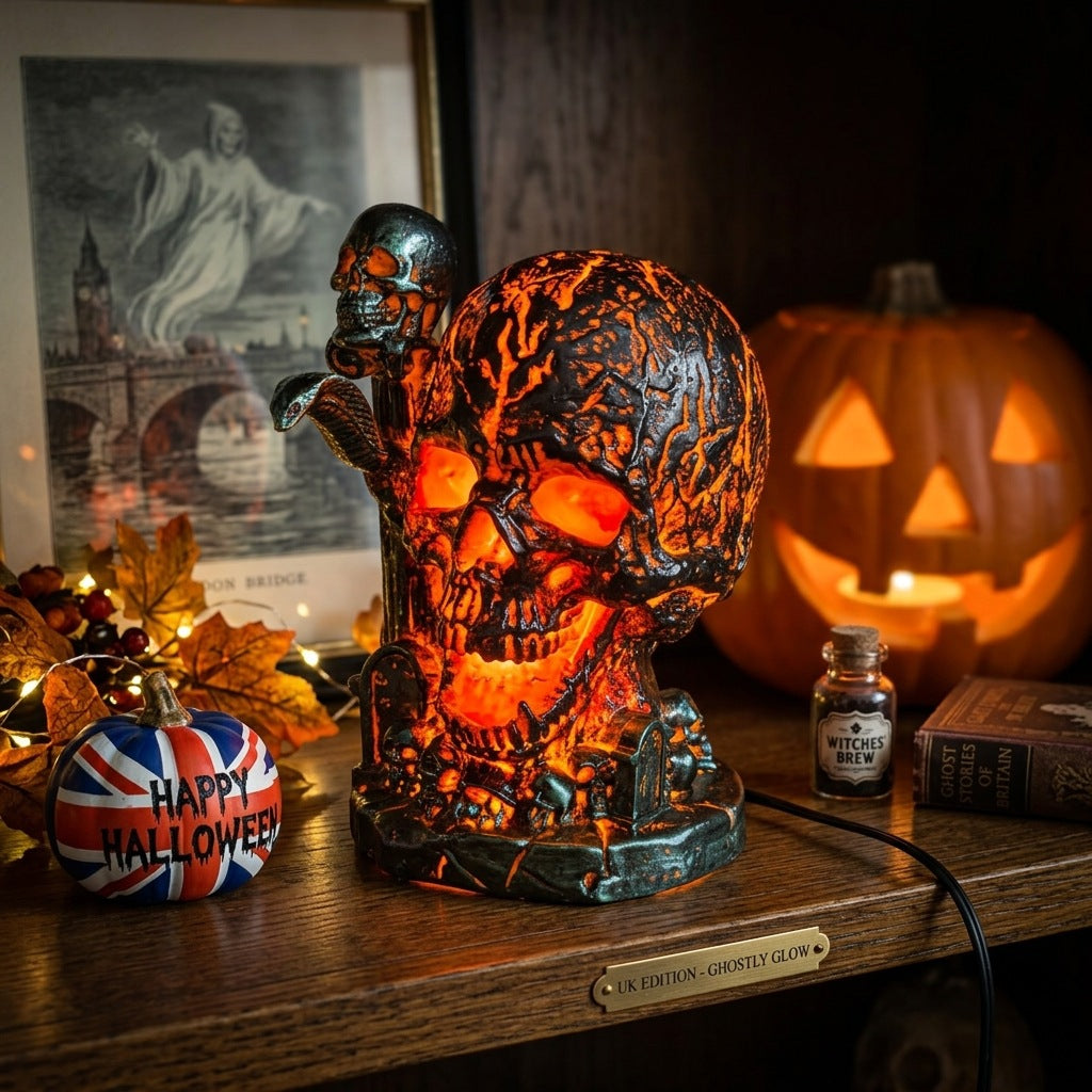 SpookyCart Ember Skull — resin LED skull lamp