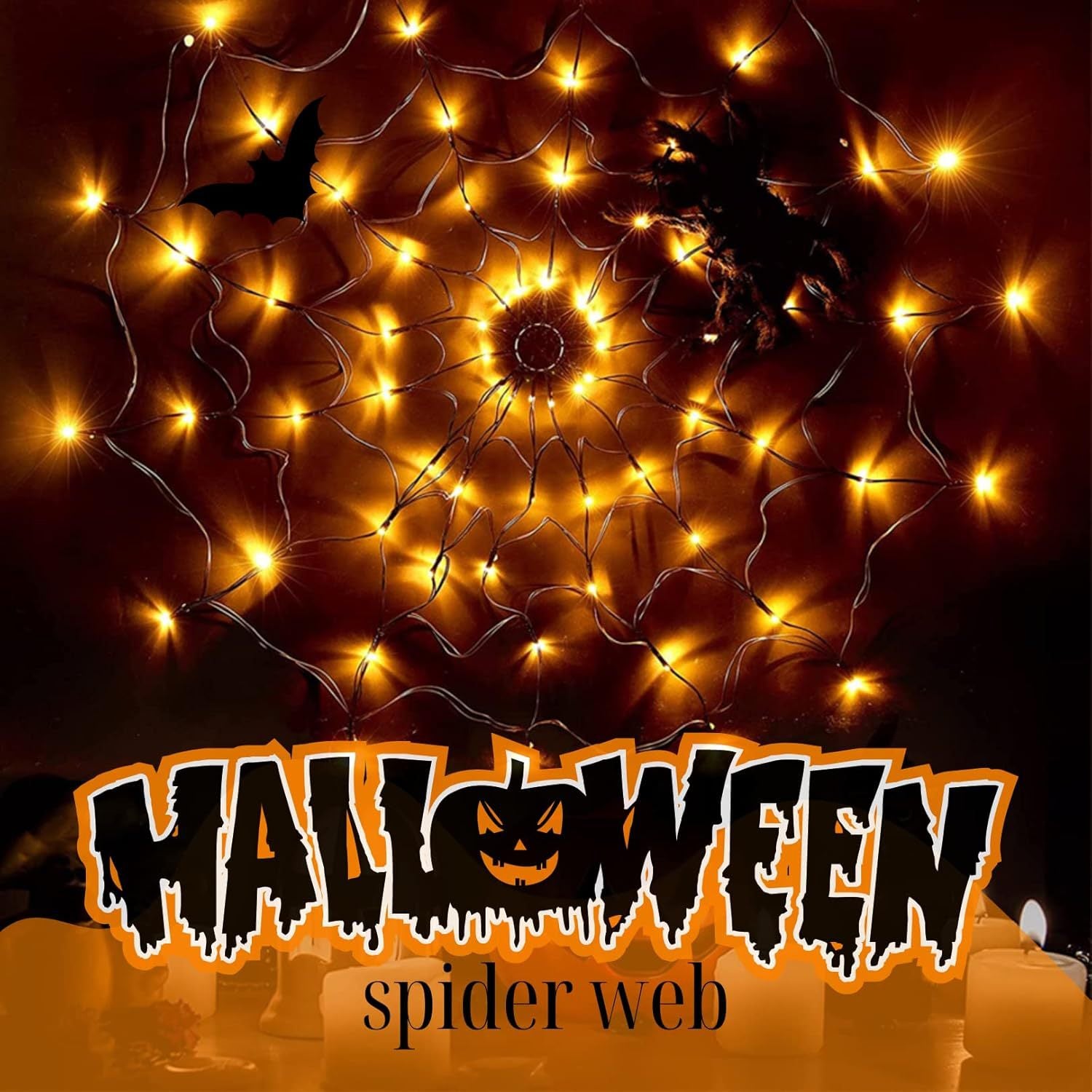 Spider Web LED Lights | Outdoor Halloween Decor