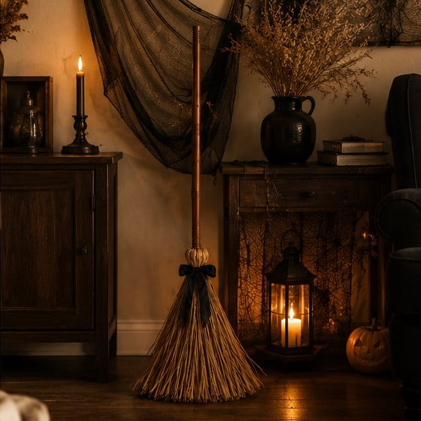 Floating Witch Broom Halloween Decoration